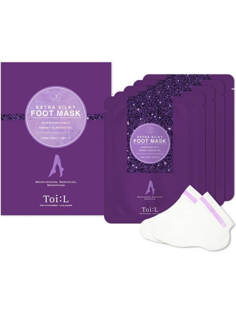 Silky Foot Mask Treatment - 5 Pairs Moisturizing Socks for Dry Feet & Cracked